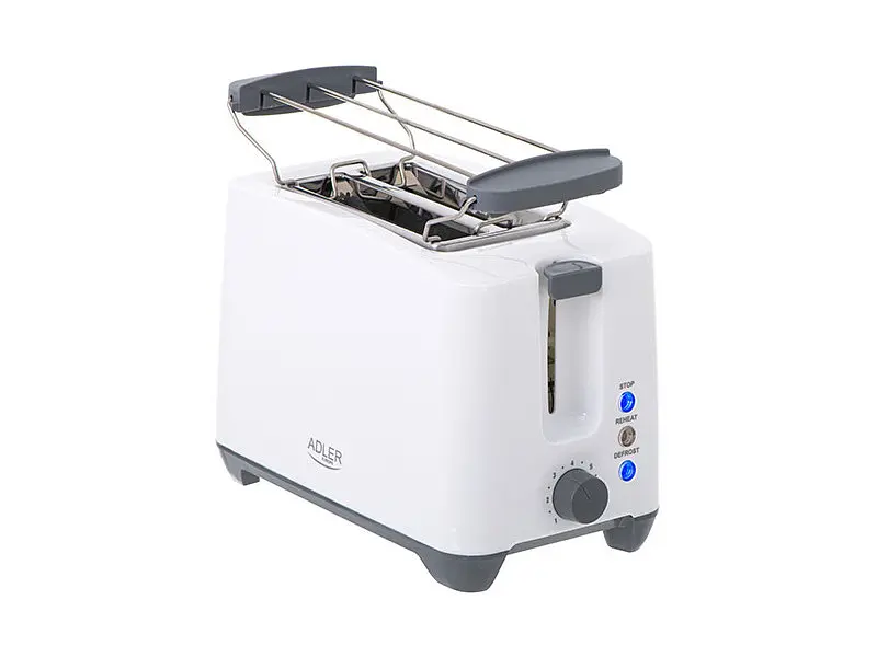 Тостер Adler AD 3216, 2 скибочки, 750 Вт, 7 режимів, підігрів, розморожування, піддон для крихт, білий - фото 3