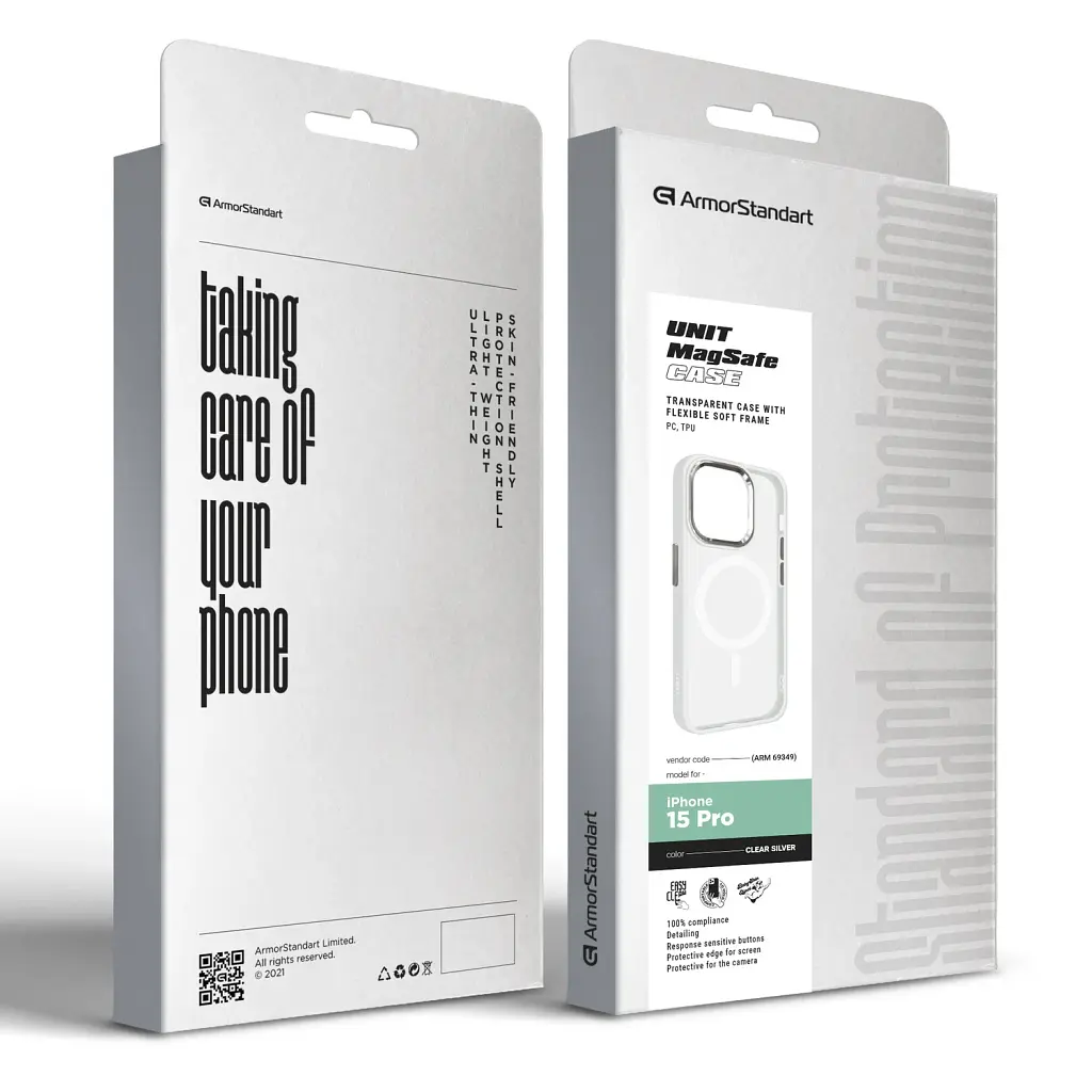 Чохол ArmorStandart Unit MagSafe для Apple iPhone 15 Pro Matte Clear Silver - фото 6