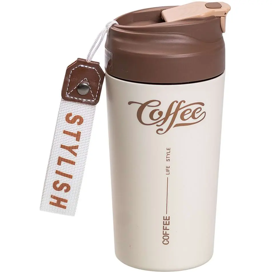 Термочашка Coffee 480 мл з керамічною колбою, коричневий Yiwu HP-14-14BR - фото 2