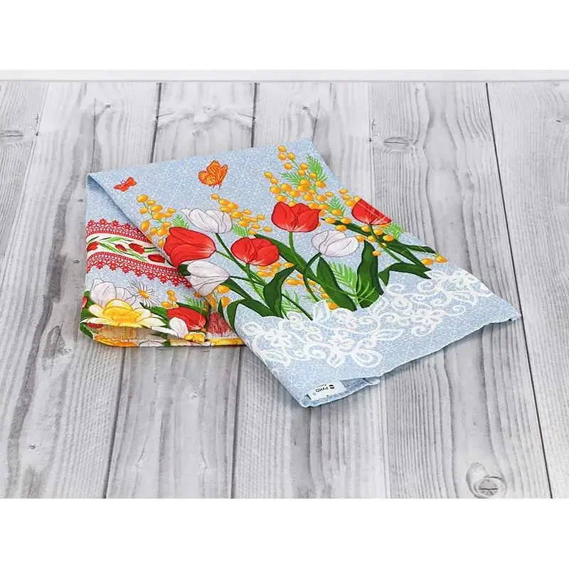 Полотенце вафельное Руно Весенние цветы 1 набивной комбинированный 35х70 см (217.15_Весняні квіти_1) - фото 2