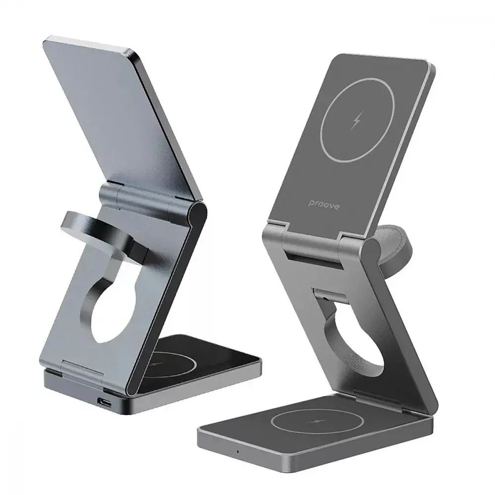 Бездротовий зарядний пристрій Proove Titan Volt 3in1 Gray (WSTV15000003) - фото 2