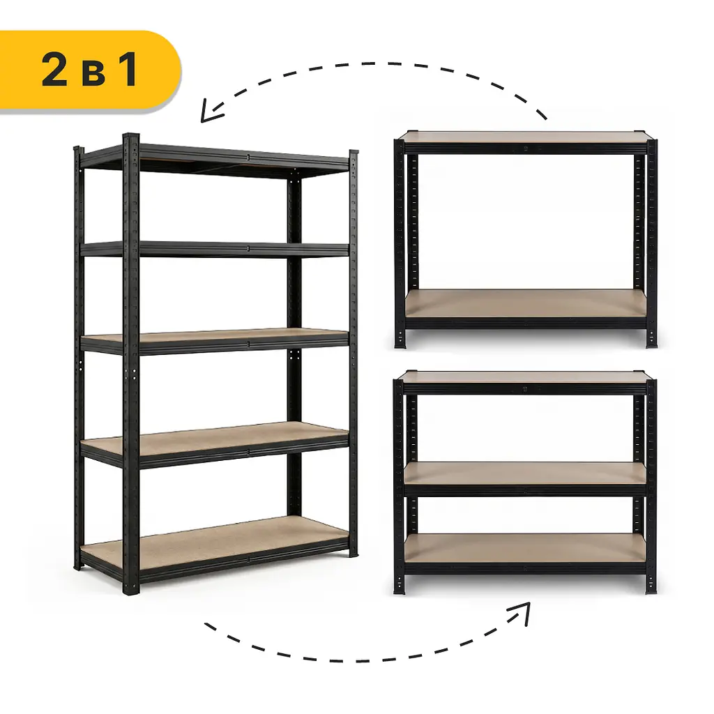 Стелаж LEOBRO Premium Black 180 х 100 х 50 см, 200кг/полиця, 5 полиць (LB-R129) - фото 6