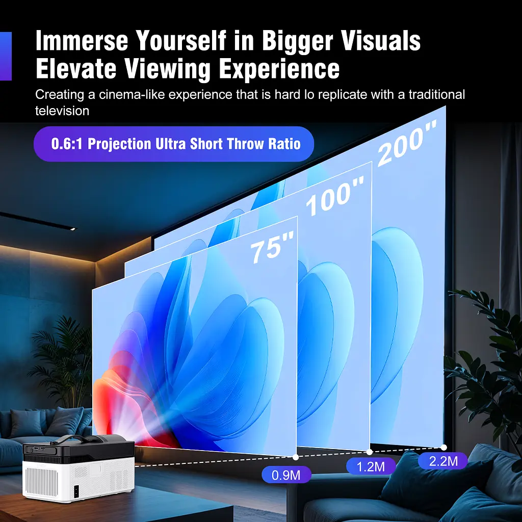 Мультимедійний смарт-проектор з автофокусом Magcubic HY450 Android 14, chip H726, 8K24fps, 2GB/16GB домашній кінотеатр Black White (19397) - фото 4