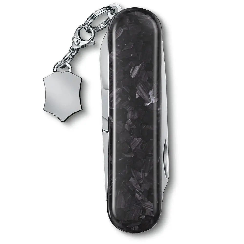 Ніж Victorinox Classic Brilliant Карбоновий 58мм,5функ,карбон + брелок-лого - фото 3