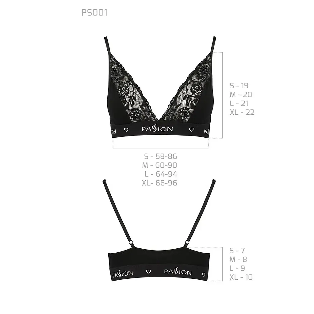 Еластичний топ з мереживом Passion PS001 TOP M, black - фото 6