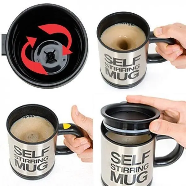Чашка кухоль мішалка автоматична з вентилятором 400мл Self Stirring Mug чорна - фото 4