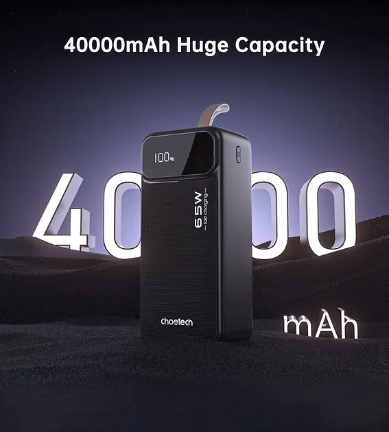 УМБ Choetech Power bank B734 40000 mAh 65 W Black (B734-BK) - фото 5