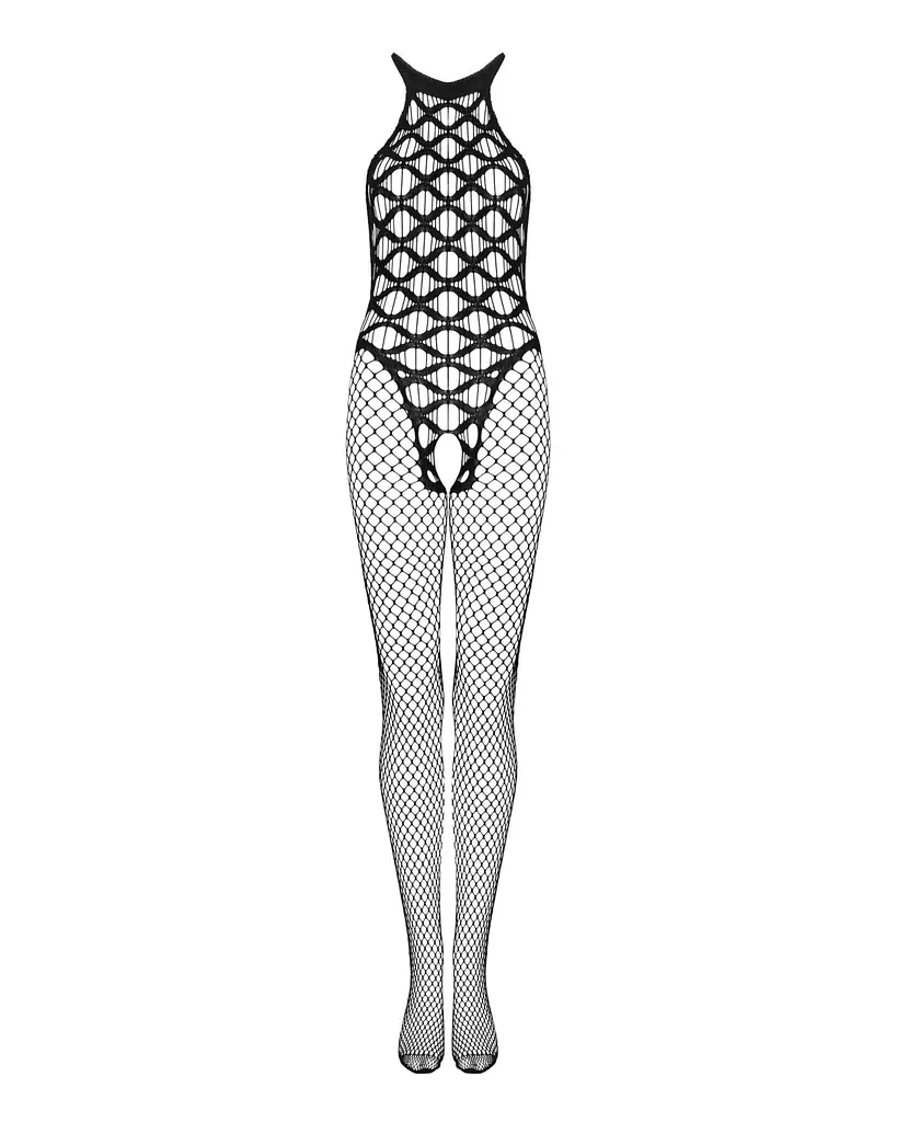 Сітчастий бодістокінг з імітацією боді Obsessive Bodystocking G332 S/M/L, black, з доступом - фото 5