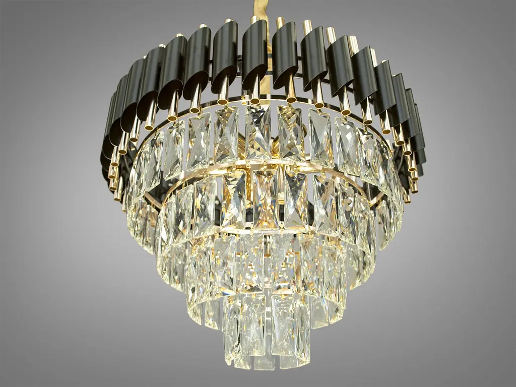 Кришталева люстра у стилі модерн Diasha 201202/500BK+S-gold - фото 2