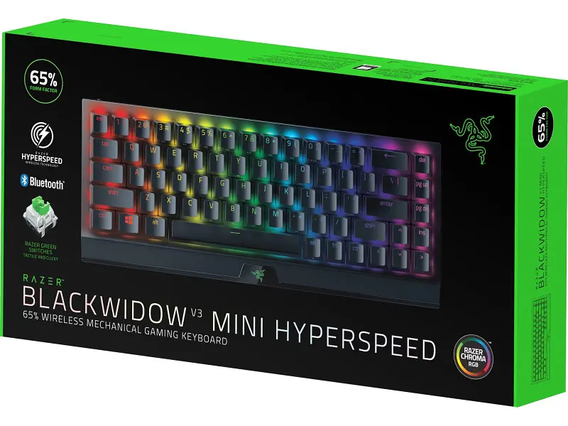 Клавіатура Razer BlackWidow V3 Mini Hyperspeed Green Switch Wireless Black (RZ03-03891600-R3R1) - фото 7