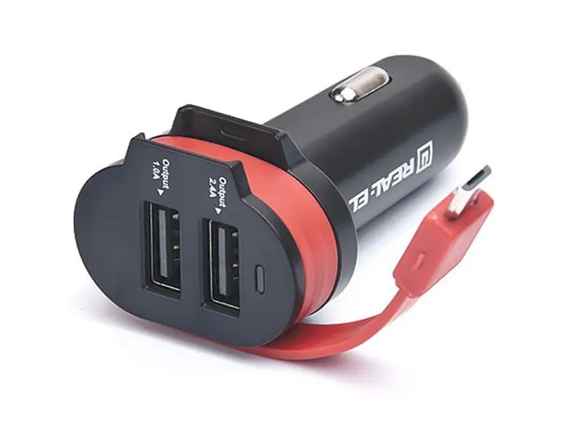 Автомобільний зарядний пристрій REAL-EL CA-35 + кабель microUSB Black (EL123160012) - фото 3