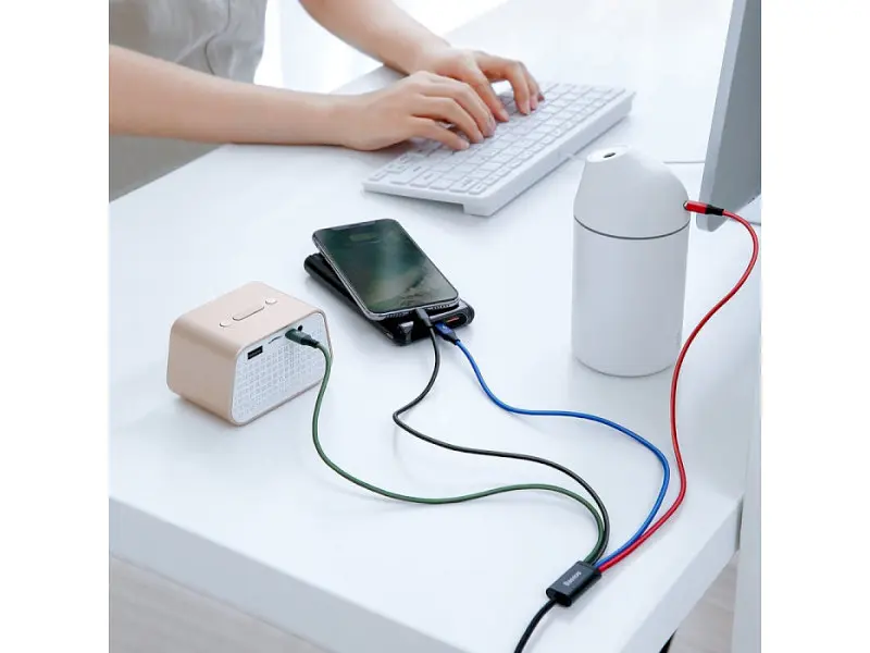 Кабель USB Type-C/Lightning/Micro USB BASEUS Rapid 4-in-1 USB-A to 2xUSB-C/Lightning/Micro-USB 1.2m Black (CA1T4-B01) - фото 8