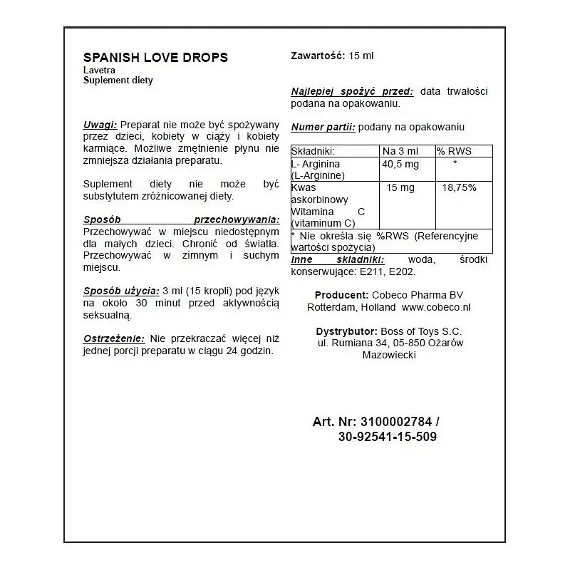 Краплі Cobeco Spanish Love Drops Lavetra, 15 мл - фото 2