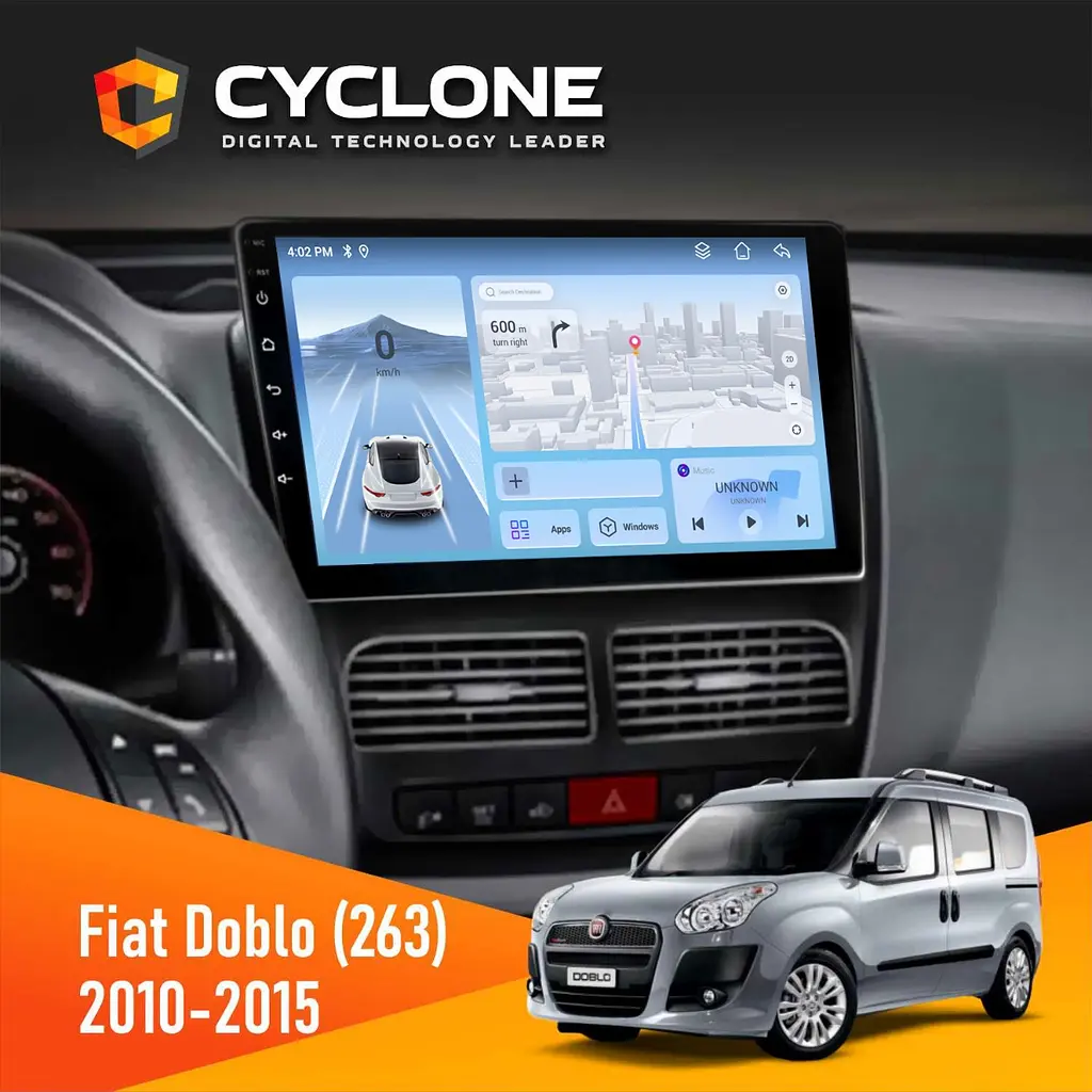 Штатна магнітола Fiat Doblo (263) 2010-2015 Cyclone C10-012 4x64, DSP, 4G Cyclone (НФ-00008703)
