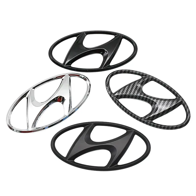 Емблема Hyundai 129х64 мм (2 напрямні + скотч) Чорна матова (OEM: 86300-4R100, 863004R100) - фото 2