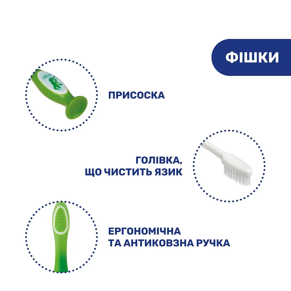Дитяча зубна щітка Chicco для молочних зубів Крокодил, зелений, 3-6 років (09079.20.20) - фото 5