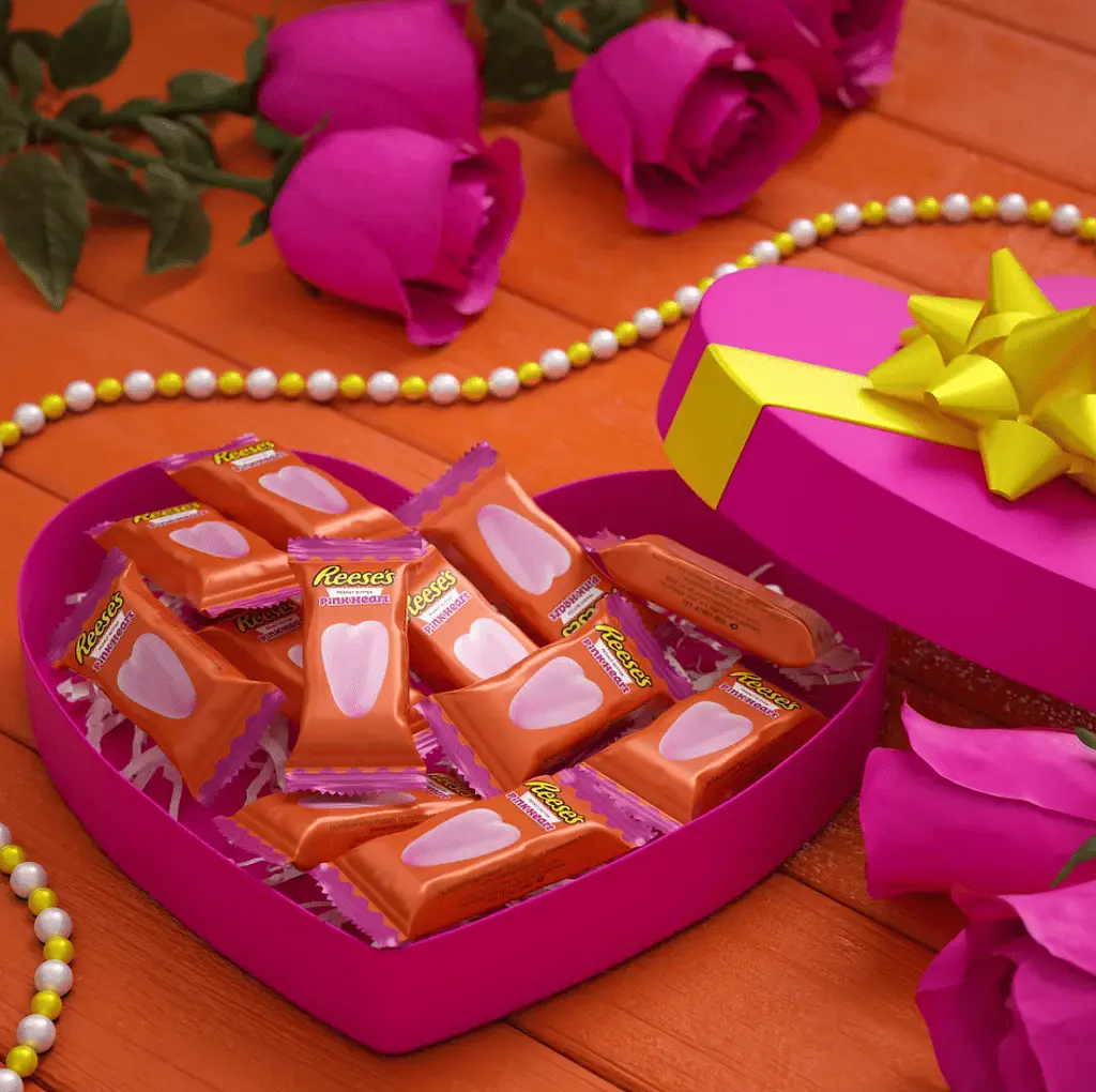 Шоколадні цукерки Reese's Valentine's Day Peanut Butter Pink Hearts Candy 272г - фото 5