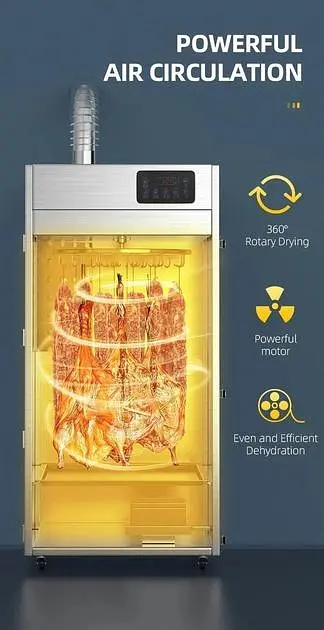 Роторный дегидратор с функцией копчения для колбасных изделий мяса рыбы Food Dehydrator LT-150 - фото 8