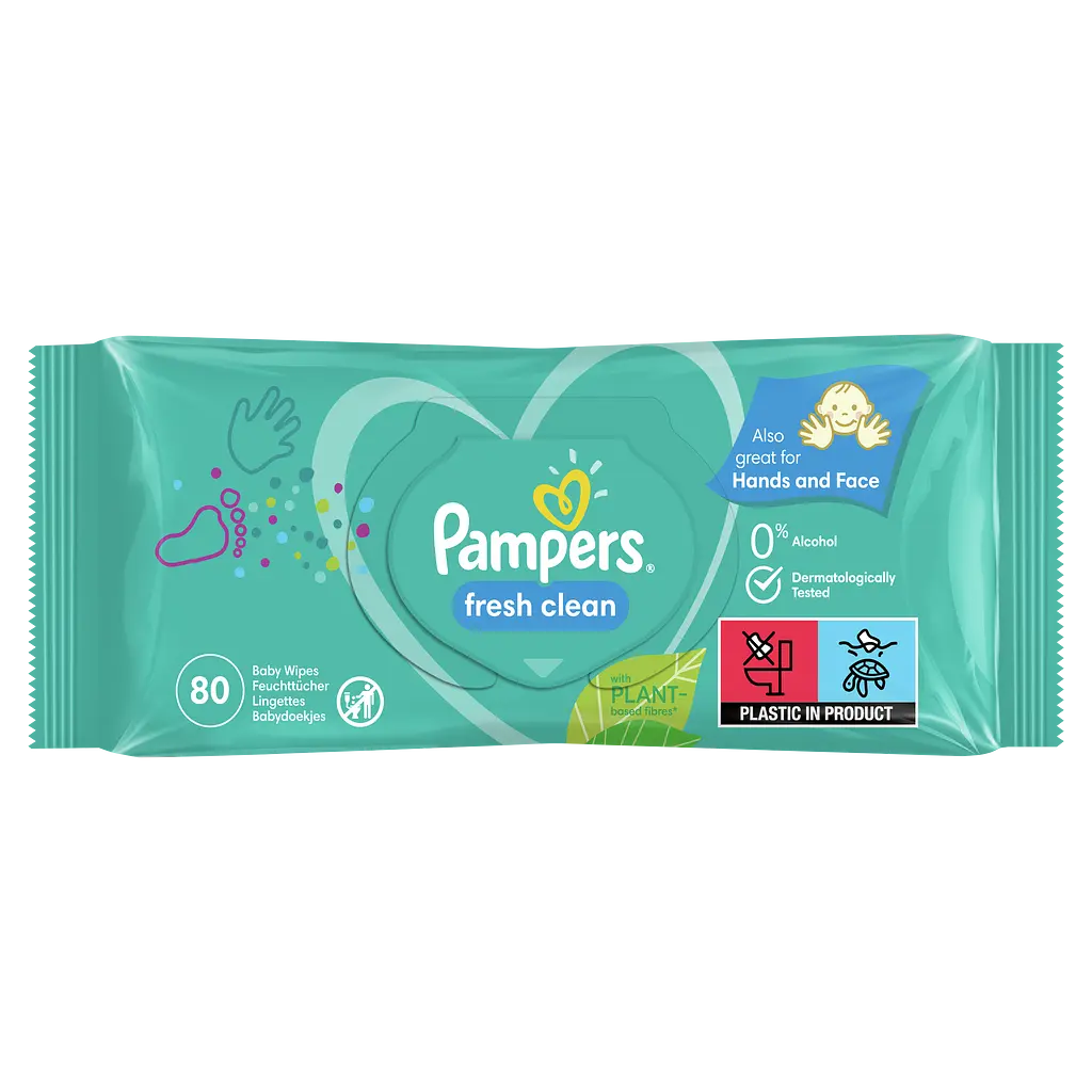 Набор детские влажные салфетки Pampers Fresh Clean 1200 шт. (15 упаковок по 80 шт.) - фото 2