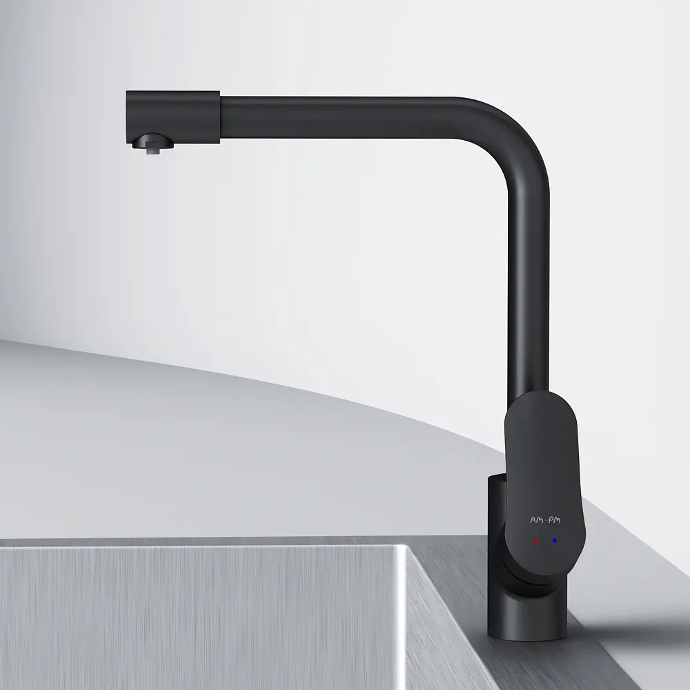 Смеситель для кухни на две воды Am.Pm Like L-излив black matt F8005722 Черный матовый - фото 6
