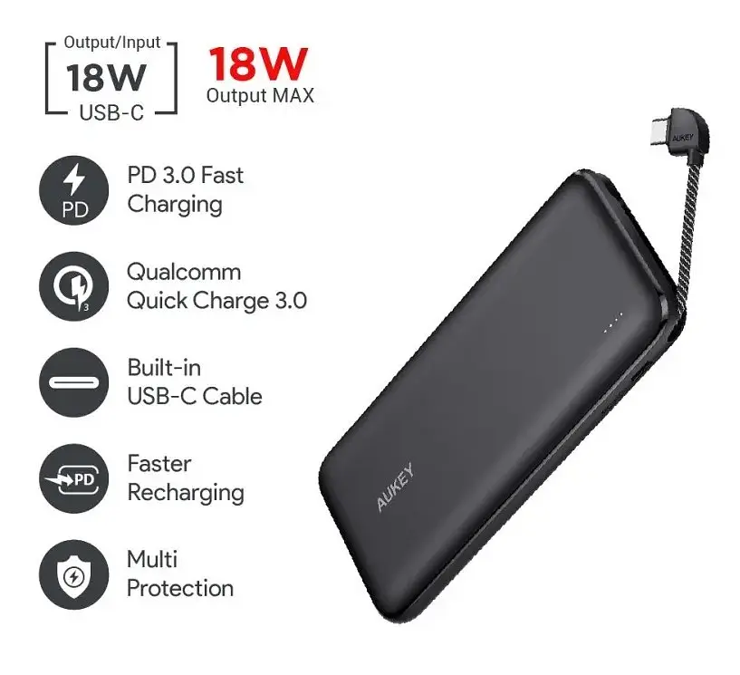 Повербанк Powerbank Aukey PBN73C 10000mAh In Out Type-C Black - фото 7