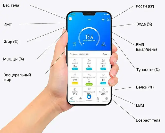 Розумні Bluetooth смарт-ваги електронні підлогові з додатком для смартфона до 180 кг - фото 5
