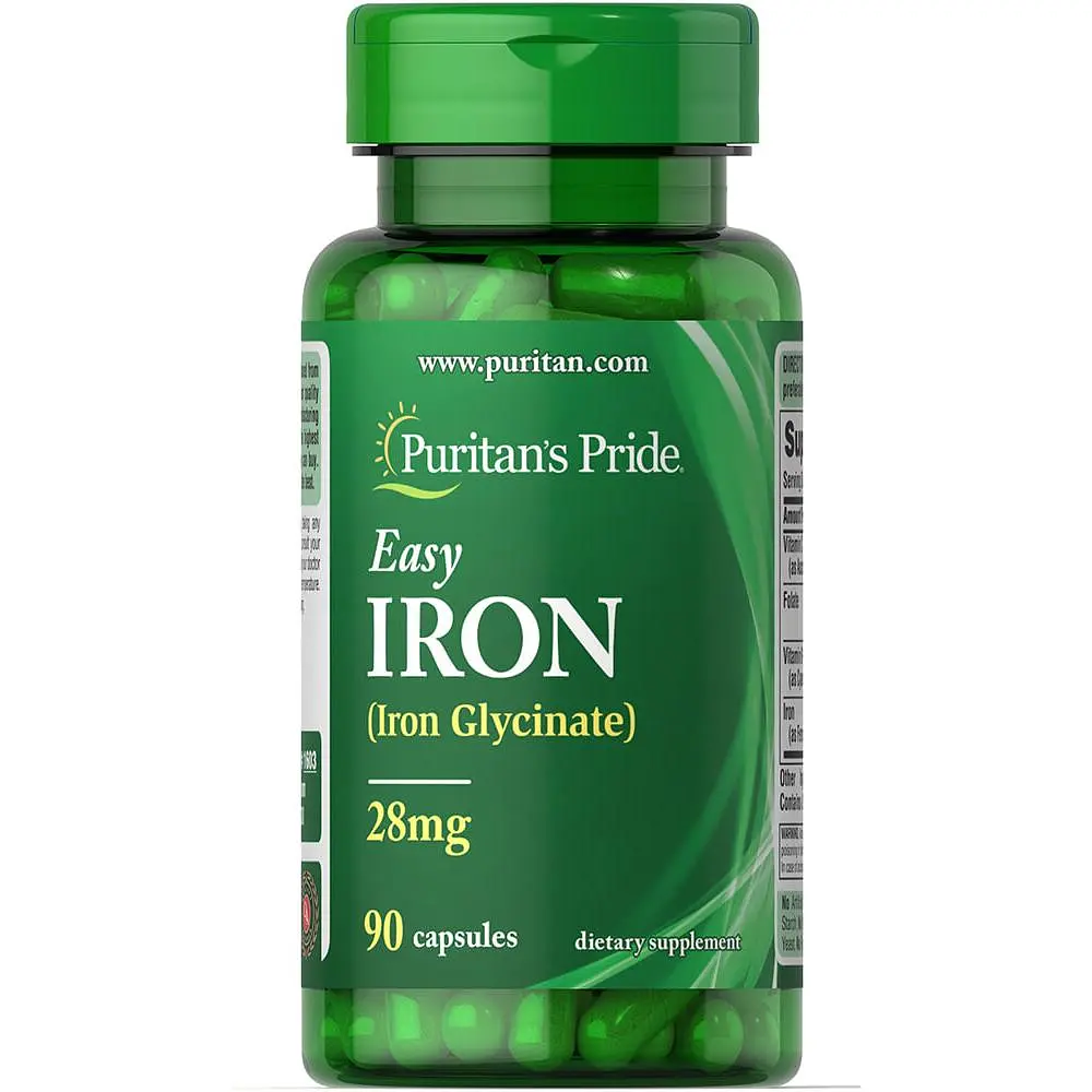 Железо Easy Iron 28 mg (Iron Glycinate) - 90 Capsules