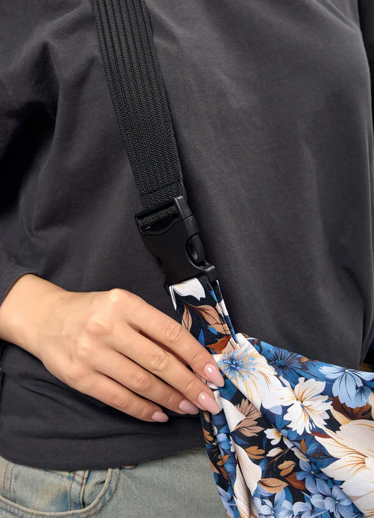 Жіноча сумка Sambag HOBO Bag-glove принт "Blue Flowers" 50 х 28 х 5 см (53400725) - фото 3