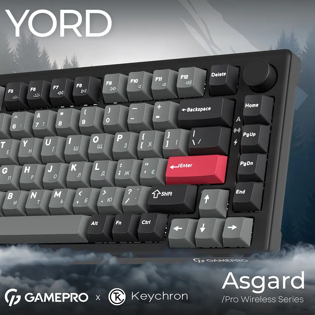Клавиатура GamePro Asgard Yord Keychron Super Red Switch Wireless/Bluetooth/USB Black беспроводная (MK266BK) - фото 12