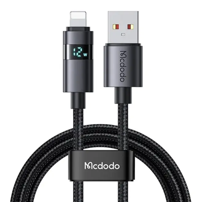 Кабель McDodo Horizontal LED Display USB-A to Lightning Data Cable 1.2m CA-6490 Black
