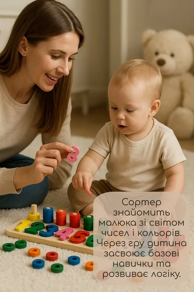 Навчальний дерев’яний розвиваючий сортер для малюків - фото 6