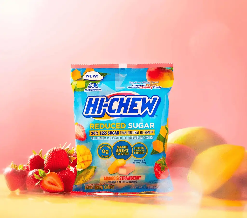 Жувальні цукерки Morinaga Hi-Chew Reduced Sugar Mango & Strawberry 60г - фото 4