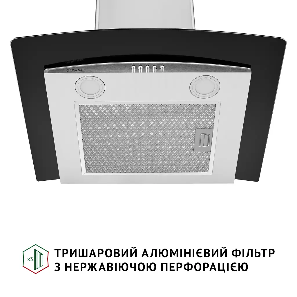 Витяжка декоративна зі склом Perfelli GRASSI 6HMX INOX - фото 7