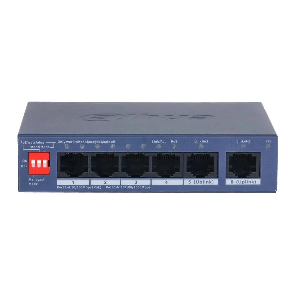 PoE-комутатор 6-портовий керований L2 Dahua DH-CS4006-4ET2GT-36 з 4 портами PoE 40W (99-00023171) - фото 2