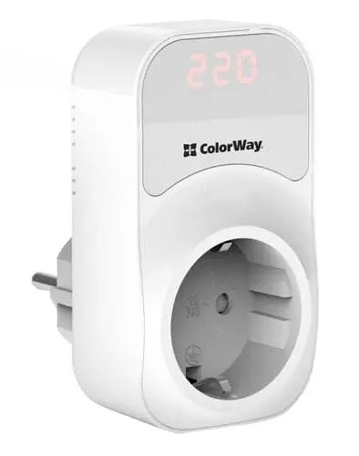 Реле напруги DS1, White, 1 розетка (220 В / 50 Гц), до 16 A / 3520 Вт ColorWay teh0019920 - фото 3