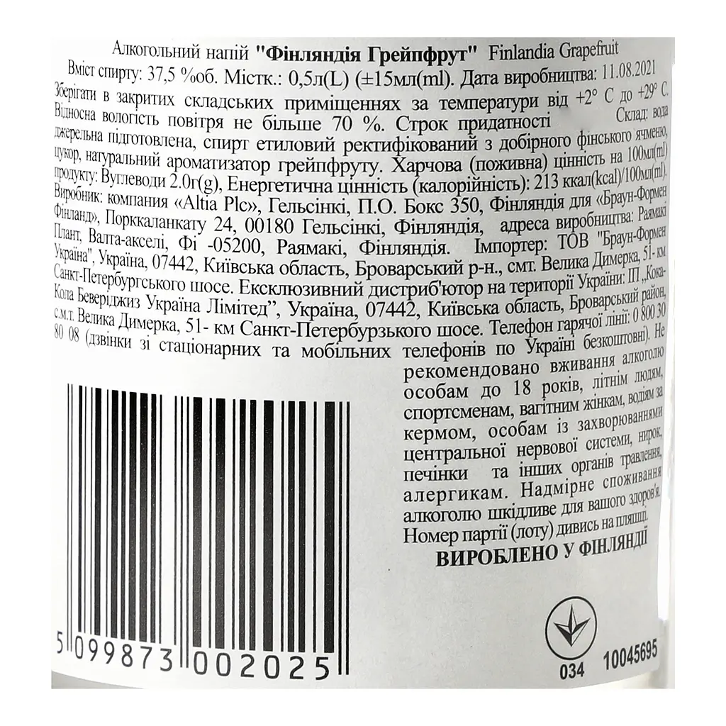 Уцінка. Горілка Finlandia Grapefruit 37.5 % 0.5 л - фото 5