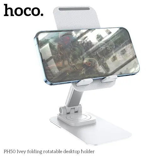Тримач настільний Hoco PH50 Ivey folding rotatable desktop holder білий - фото 5