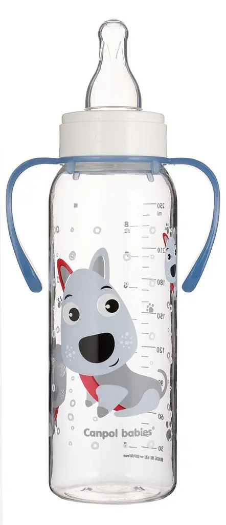 Пляшка з вузьким отвором 250 мл з малюнком і ручкою "BPA FREE" колекція "Кольорова ферма" Синя - фото 2