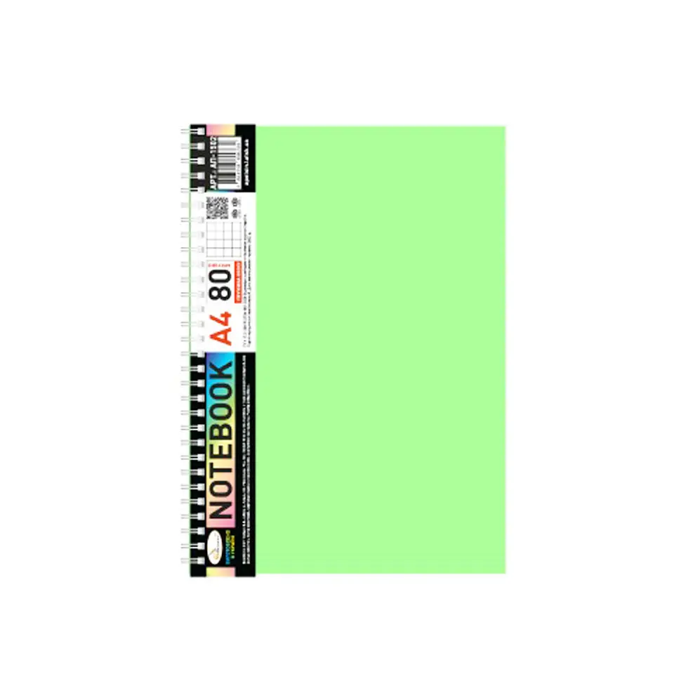 Блокнот А4 АП-1502(Light Green) 80 аркушів пружина збоку