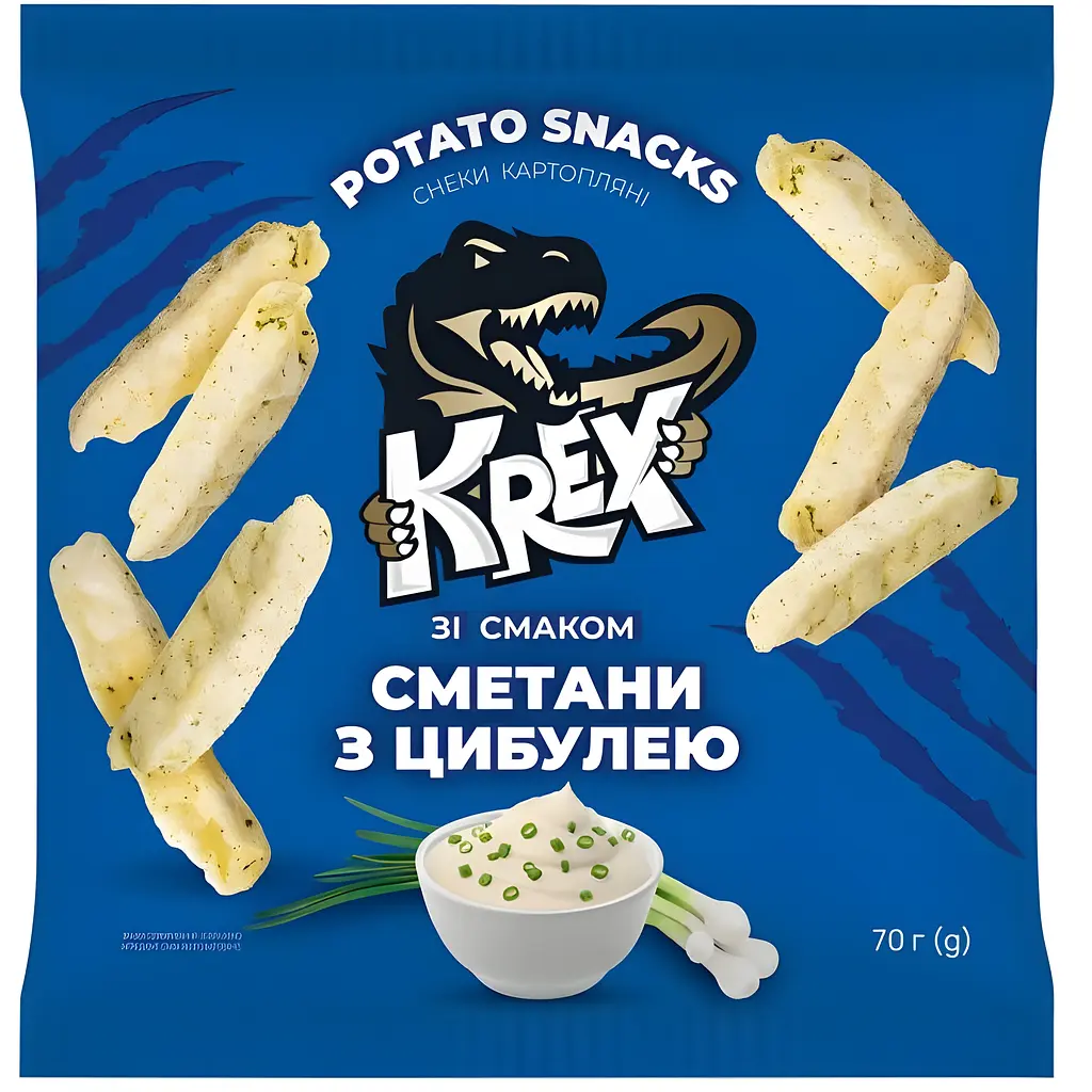Снеки картопляні KREX зі смаком сметани з цибулею 70 г