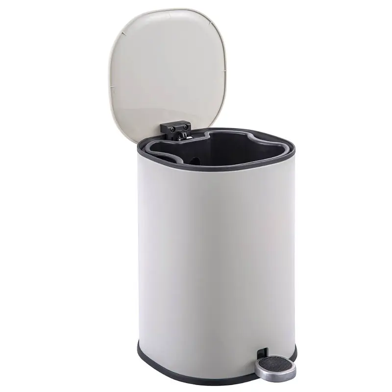 Відро для сміття з плавним закриттям овальне Zerix Prime-TC0105 5л white ZX5901, Білий матовий - фото 3