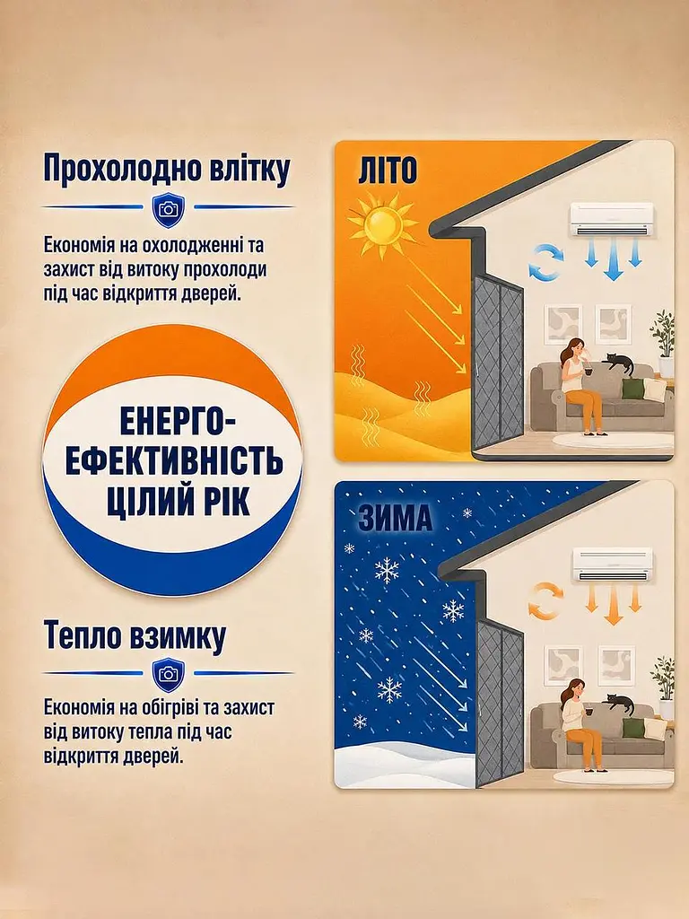 Штори на двері від холоду (на магнiтах) Графіт PP 120*210 см - фото 5
