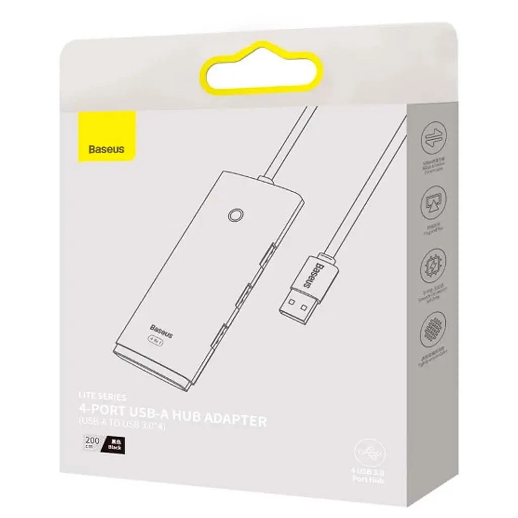 Конвертер хаб Usb Baseus 4-in-1 Lite Series 4-Port Usb-A to 4xUsb3.0 2 метри - фото 7