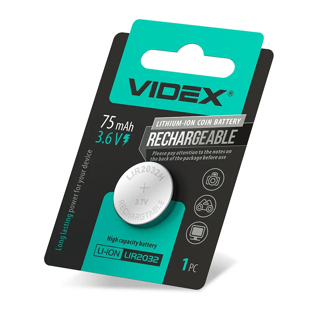 Акумулятор літієвий Videx LIR2032 1шт BLISTER CARD VIDEX (27288-000) - фото 2