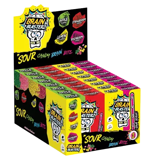 Кислі цукерки-драже Brain Blasterz Sour Candy Bitz Apple Strawberry 45г - фото 5