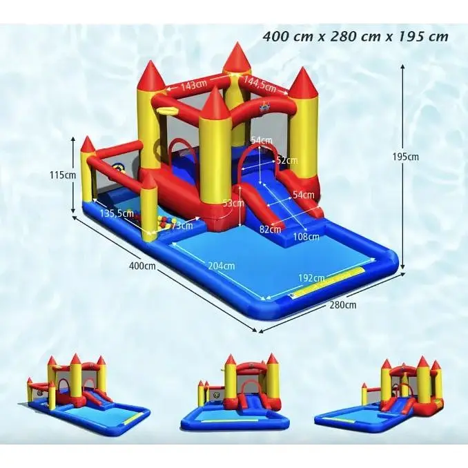 Надувний водний центр Costway Happyland з гіркою 400см з вентилятором - фото 2