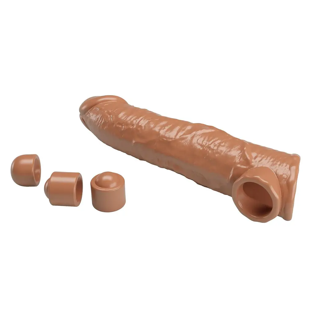 Насадка на пеніс Pretty Love Extension Penis Sleeve, 26 см (коричневий) - фото 5