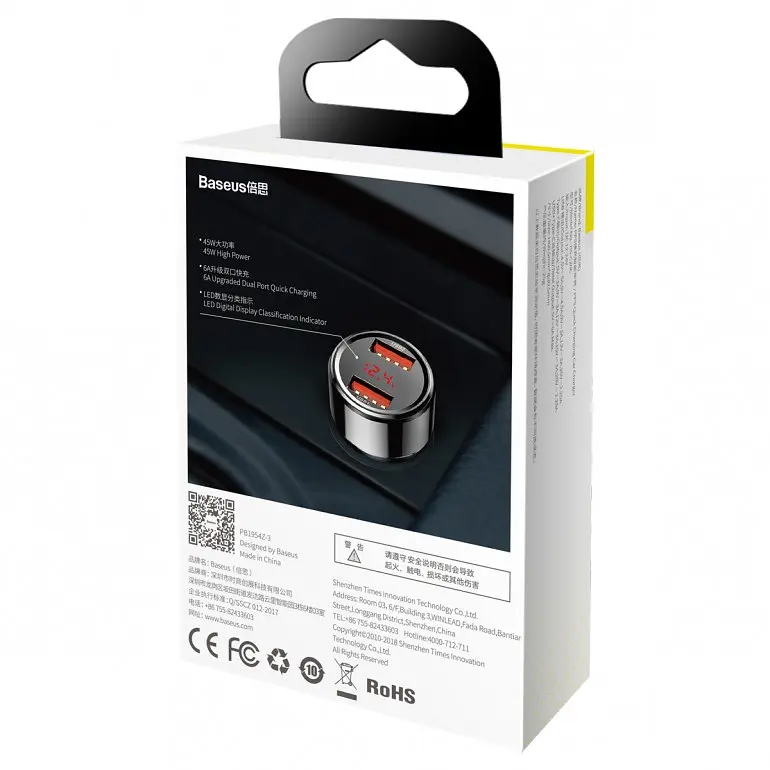 Автомобильное зарядное устройство для Baseus Magic Series Dual-USB QC 3.0 45W Black (CCMLC20A-01) - фото 5