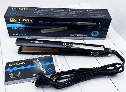 Професійна праска випрямляч Geemy GM-416 з терморегулятором для випрямлення створення локонів Чорний - фото 5