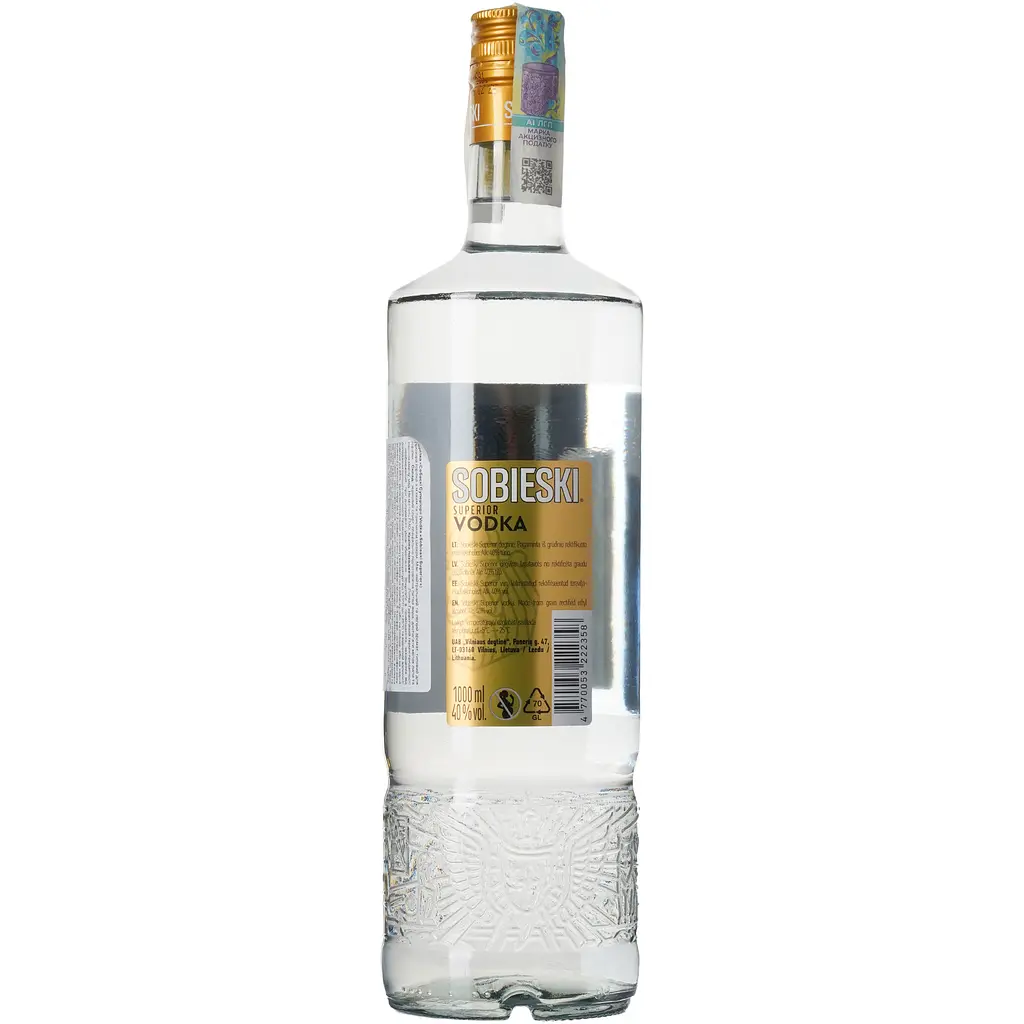 Горілка Sobieski Superior 40% 1 л (4770053222358) - фото 2
